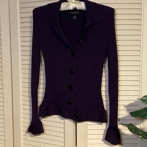 Banana Republic Deep Purple Ribbed Cardigan